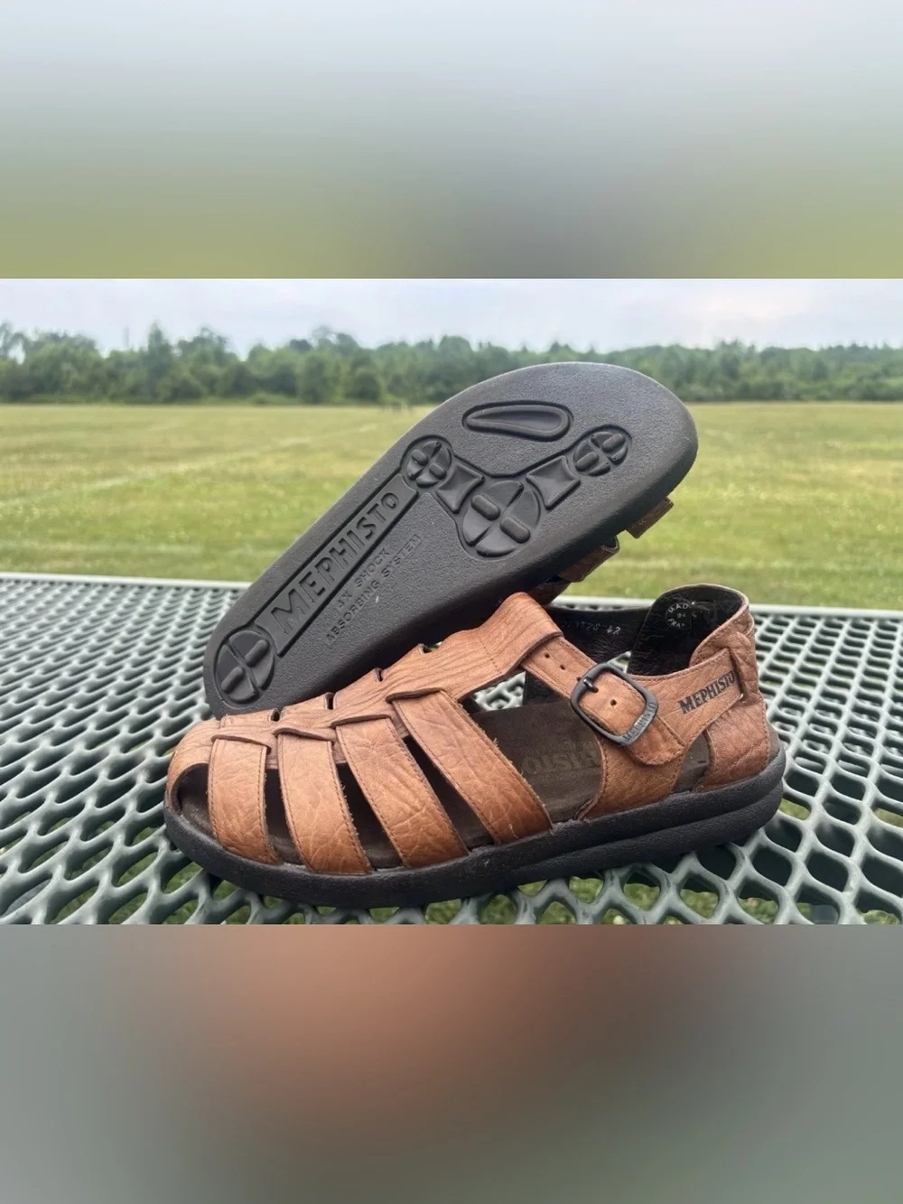 Mephisto Men's Sam Sandals Tan Grain Leather US 8 /EU 42